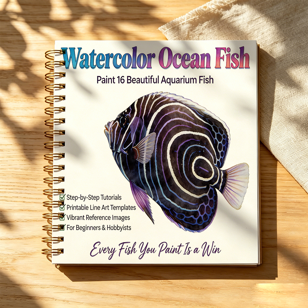Fish Aquarium Guide - Watercolor Painting & Coloring Book, 16