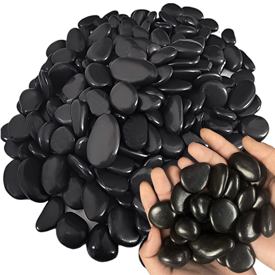 Aquarium Fish Guppy - 200g Black High Polished Natural Pebbles