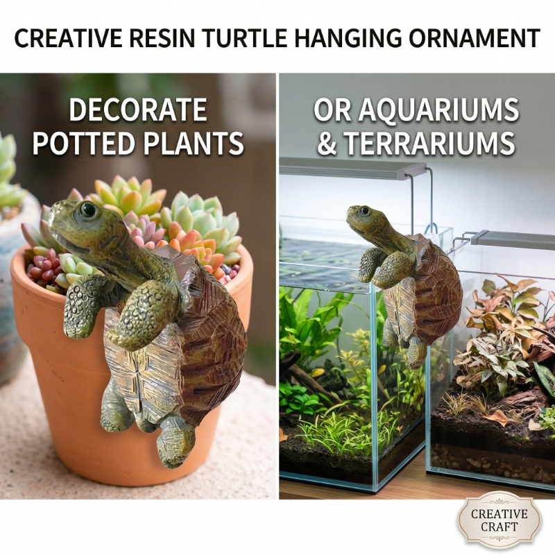 Aquarium Fish Guppy - Fishing Turtle Hanging Turtle Figurine for