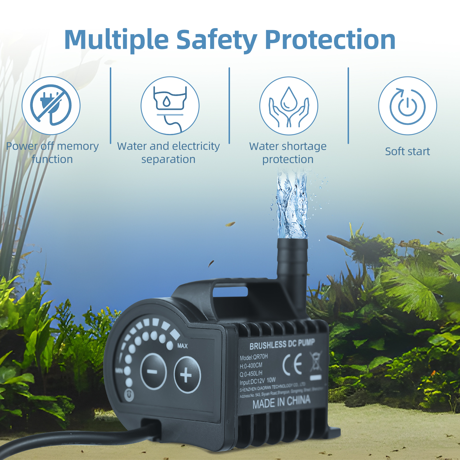 Aquarium Fish Small - Submersible 12V Water Pump 8 Levels