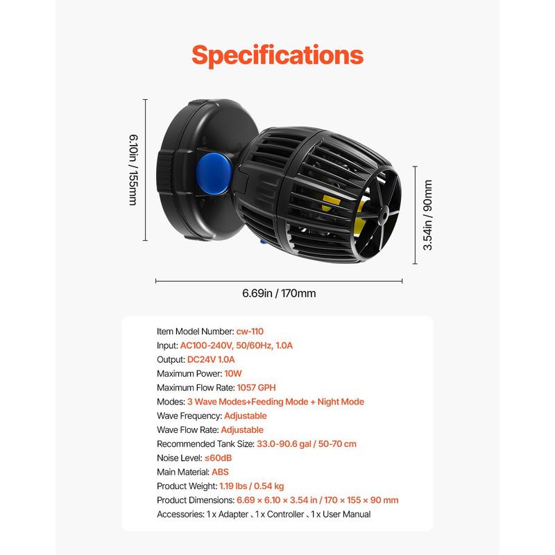 Aquarium Wave Maker, 10W, 1057 – обзор и цена Powerhead Circulation Pump